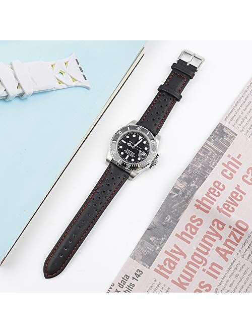 Onthelevel Perforated Leather Watch Strap 18mm 20mm 22mm 24mm Breathable Porous Quick Release Watch Band