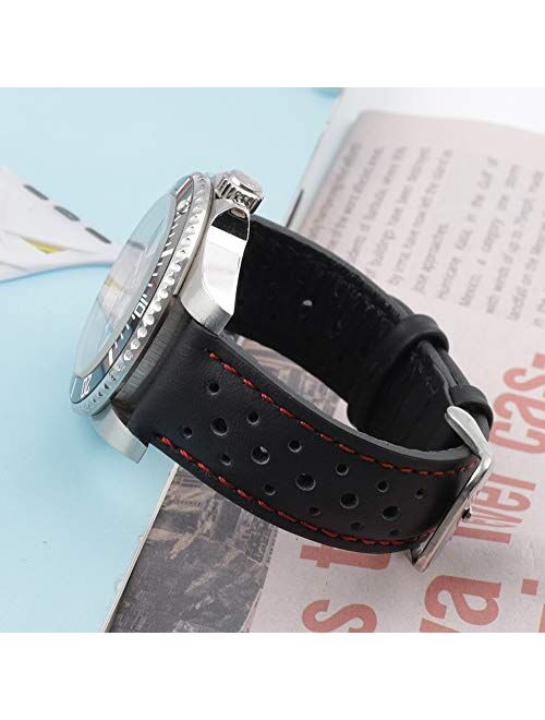 Onthelevel Perforated Leather Watch Strap 18mm 20mm 22mm 24mm Breathable Porous Quick Release Watch Band