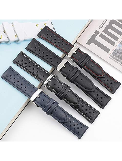 Onthelevel Perforated Leather Watch Strap 18mm 20mm 22mm 24mm Breathable Porous Quick Release Watch Band