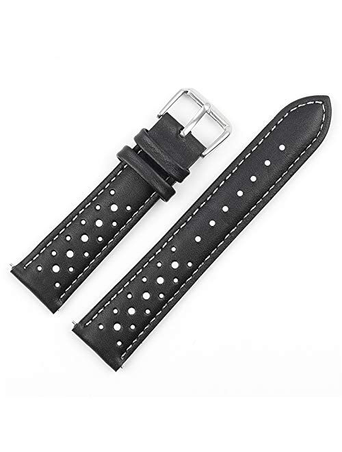 Onthelevel Perforated Leather Watch Strap 18mm 20mm 22mm 24mm Breathable Porous Quick Release Watch Band