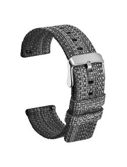 Ullchro Nylon Watch Strap Replacement Watch Band Military Army Men Women - 16mm, 18mm, 20mm, 22mm, 24mm Watch Bracelet with Stainless Steel Silver Buckle