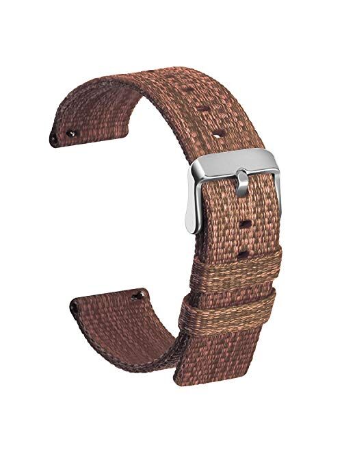 Ullchro Nylon Watch Strap Replacement Watch Band Military Army Men Women - 16mm, 18mm, 20mm, 22mm, 24mm Watch Bracelet with Stainless Steel Silver Buckle