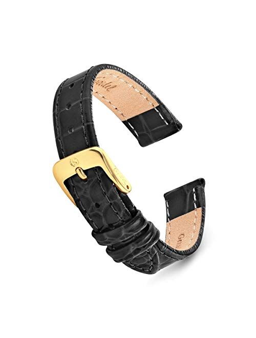 Speidel Leather Alligator Grain Ladies Watch Band- Size Ranges 8mm-20mm Replacement Strap, Stainless Steel Metal Buckle Clasp, Watchband Fits Most Watch Bands