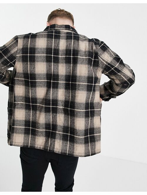 Brave Soul plaid shacket in black stone