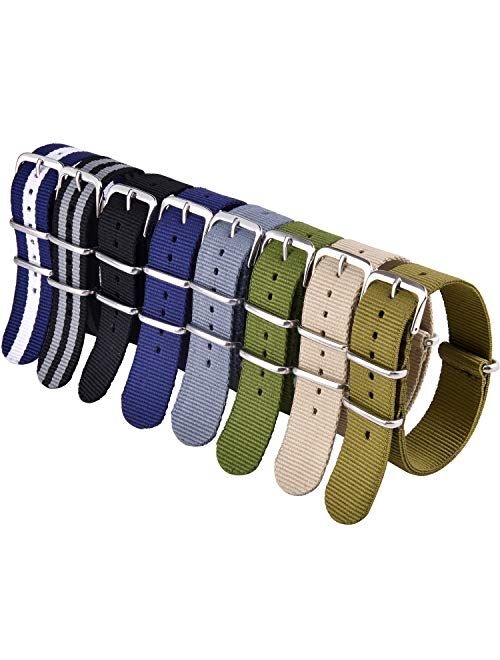 Ritche Military Ballistic Nylon Strap 8 Packs 18mm 20mm 22mm Watch Band Nylon Replacement Watch Straps for Men Women