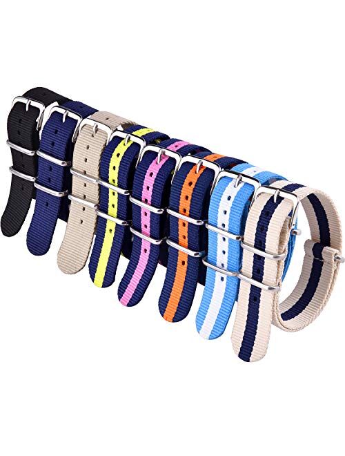 Ritche Military Ballistic Nylon Strap 8 Packs 18mm 20mm 22mm Watch Band Nylon Replacement Watch Straps for Men Women