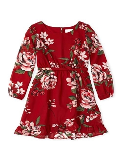 Girls' Floral Ruffle Dress