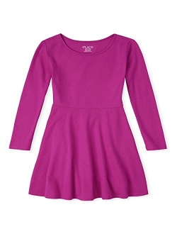 Girls' Long Sleeve Pleated Dress