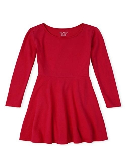 Girls' Long Sleeve Pleated Dress