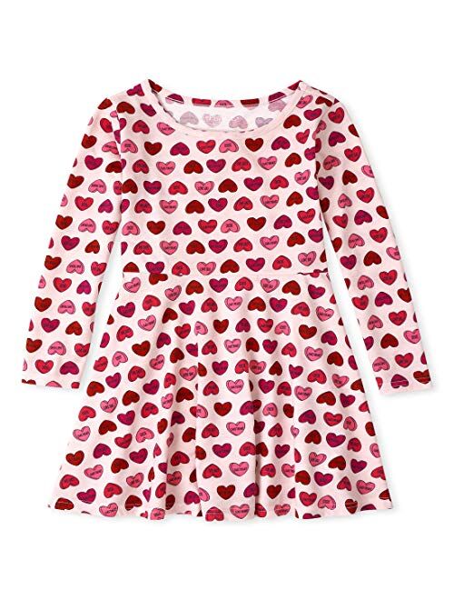 The Children's Place Girls' Long Sleeve Printed Pleated Dress