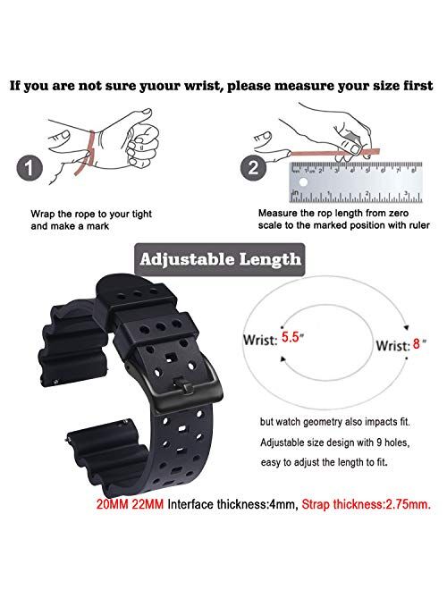 Carty Silicone Watch Bands Quick Release Rubber Watch Straps for Men Women Premium Quality Waterproof - 20mm, 22mm,24mm Rubber Straps