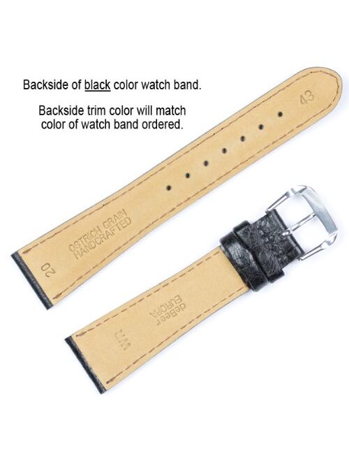 deBeer Brand Ostrich Grain Watch Band (Silver & Gold Buckle) - Brown 18mm