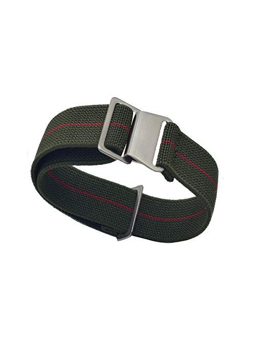 KZFASHIONS Watch Strap, 18mm 20mm 22mm Nylon Elastic Watch Strap Silver Buckle Parachute Watch Band Military Bracelet