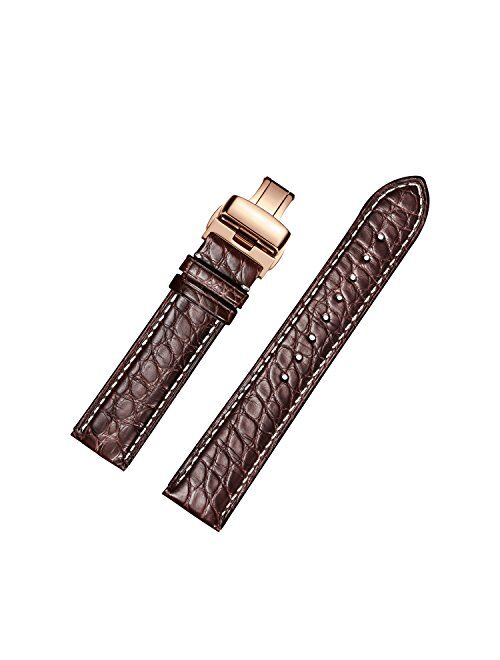 EHHE ZPF Alligator Leathe Watch Strap Deployment Buckle for Men Watch's Band and Women's Watch Band 18mm-24mm