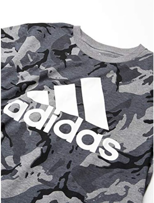 adidas Boys' Short Sleeve Cotton Jersey Logo T-Shirt Tee