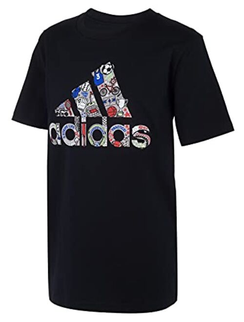 adidas Boys' Short Sleeve Cotton Jersey Logo T-Shirt Tee