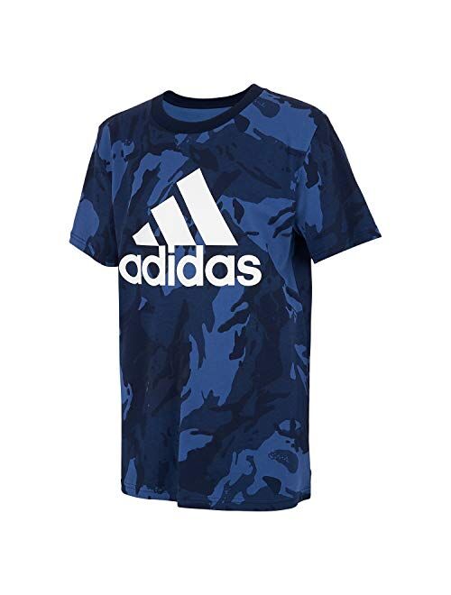 adidas Boys' Short Sleeve Cotton Jersey Logo T-Shirt Tee