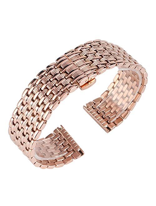 Rose Gold Stainless Steel Watches Bands 20mm 22mm Watch Strap, Replacement Wrist Bracelet