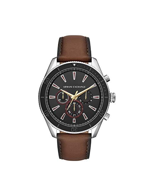 Armani Exchange Men's Leather Chronograph Dress Watch