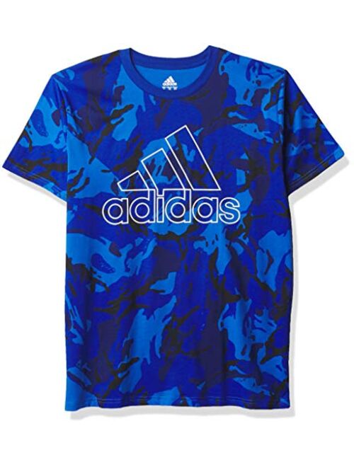 adidas Boys' Short Sleeve Cotton Jersey Logo T-Shirt