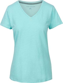 Women Short Sleeve V-Neck Solid Cotton Tee