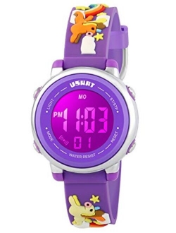 Kids Watch 3D Cartoon Toddler Wrist Digital Watch Waterproof 7 Color Lights with Alarm Stopwatch for 3-10 Year Boys Girls Little Child