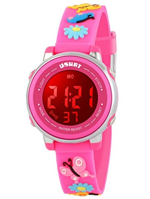 Kids Watch 3D Cartoon Toddler Wrist Digital Watch Waterproof 7 Color Lights with Alarm Stopwatch for 3-10 Year Boys Girls Little Child