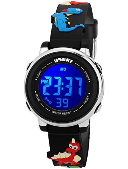 Kids Watch 3D Cartoon Toddler Wrist Digital Watch Waterproof 7 Color Lights with Alarm Stopwatch for 3-10 Year Boys Girls Little Child