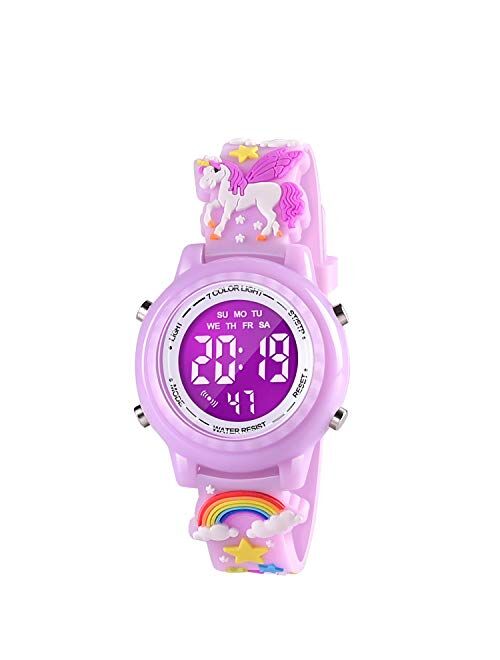 VAPCUFF 3D Cartoon Waterproof Kids Watches with Alarm - Best Toys Gifts for Girls Age 3-10