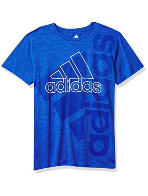 adidas Boys' Short Sleeve Aeroready Vertical Badge of Sport Pigment Tee