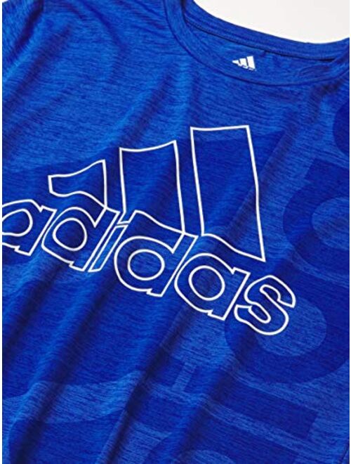 adidas Boys' Short Sleeve Aeroready Vertical Badge of Sport Pigment Tee