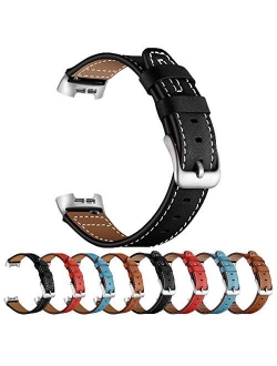 SEURE Leather Watch Band Compatible Fitbit Charge3/Charge 4 Replacement Band, Genuine Leather Quick Release Watch Band for Women Men 2 styles 4 colors Fitbit Charge3 Char