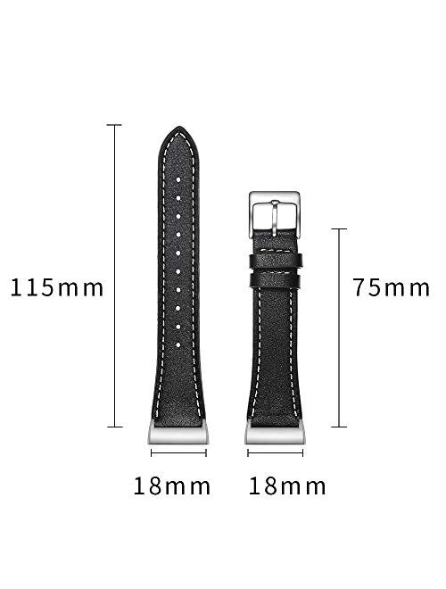 SEURE Leather Watch Band Compatible Fitbit Charge3/Charge 4 Replacement Band, Genuine Leather Quick Release Watch Band for Women Men 2 styles 4 colors Fitbit Charge3 Char