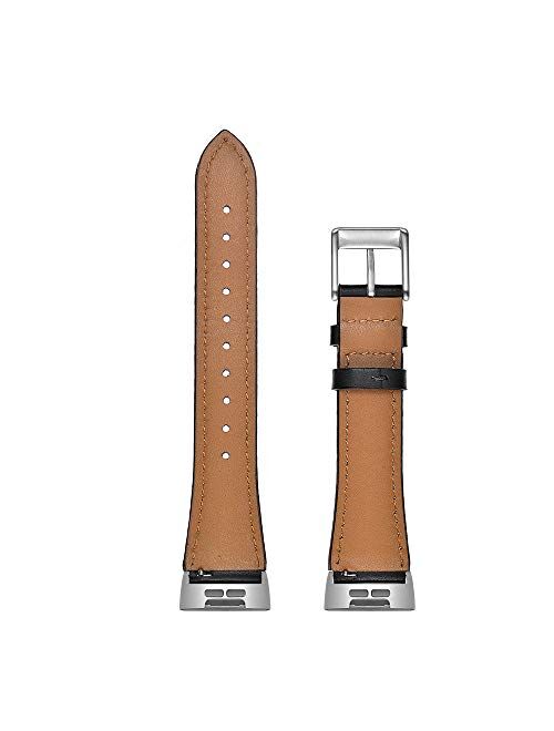 SEURE Leather Watch Band Compatible Fitbit Charge3/Charge 4 Replacement Band, Genuine Leather Quick Release Watch Band for Women Men 2 styles 4 colors Fitbit Charge3 Char