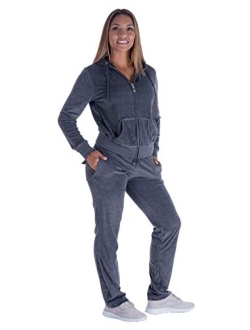 Womens Velour Tracksuit Set Knitted Two Piece Outfits Fashion Zip Up Hoody Sweatshirt and Sweatpants Sweat knitted lounge set