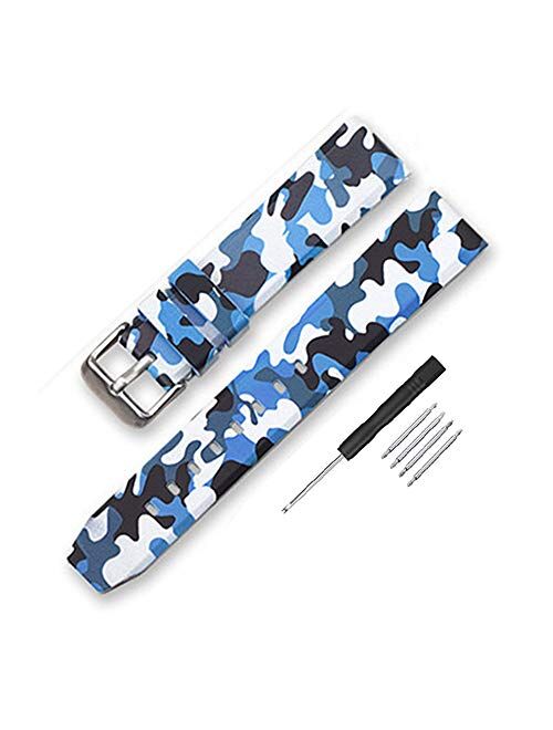 Camouflage Silicone Rubber Watch Band 20mm 22mm 24mm Waterproof Replacement Divers Watch Strap for Men and Women