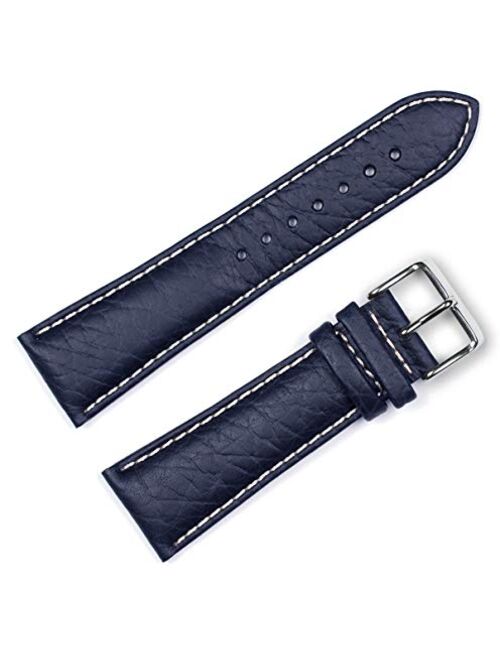 deBeer Brand Sport Leather Watch Band (Silver & Gold Buckle) - Navy 19mm