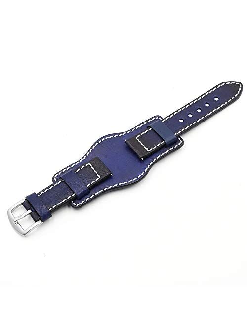 Onthelevel Leather Cuff Watch Strap 20mm 22mm 24mm Vintage Genuine Leather Watch Band with Mat for Men