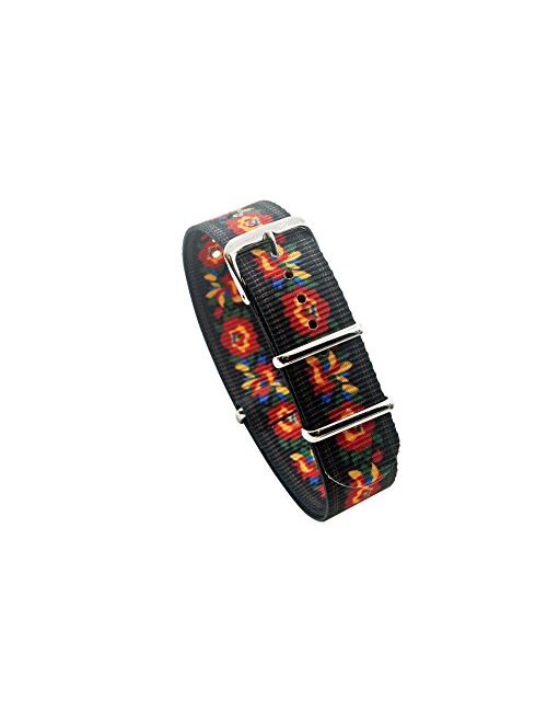 HNS Watch Bands - Choice of Graphic Pattern & Width (18mm, 20mm, 22mm) - Ballistic Nylon Watch Straps