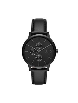 Men's Cayde Black Leather Strap Watch 42mm AX2719