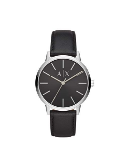 Men's Cayde Black Leather Strap Watch 42mm AX2719