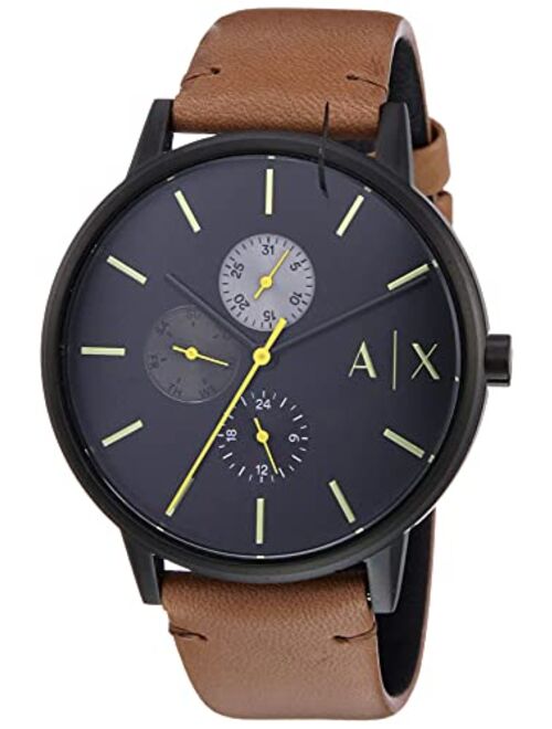 Armani Exchange Men's Cayde Black Leather Strap Watch 42mm AX2719