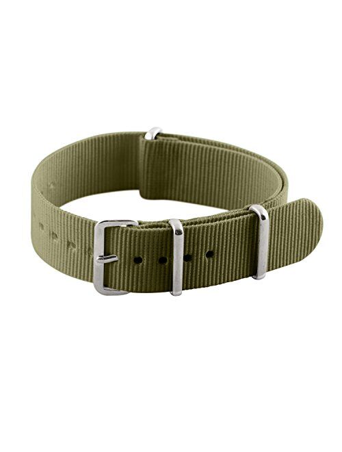 Clockwork Synergy Classic Nylon Nato watch straps bands (26mm, Army Green)