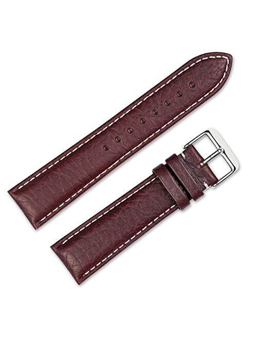 deBeer Brand Sport Leather Watch Band (Silver & Gold Buckle) - Brown 20mm (Long Length)