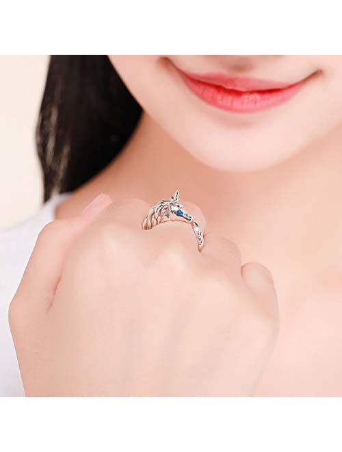 FOREVER QUEEN Cute Animal Footprints Open Ring, 925 Sterling Silver Adjustable Finger Rings for Women Girls Birthday Gifts with Jewelry Box