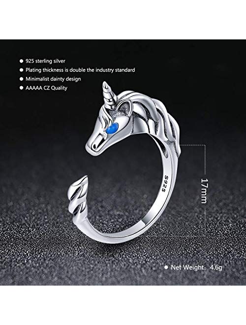 FOREVER QUEEN Cute Animal Footprints Open Ring, 925 Sterling Silver Adjustable Finger Rings for Women Girls Birthday Gifts with Jewelry Box