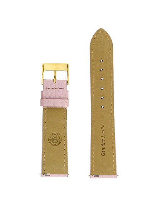 Watch Band Genuine Leather Pink Quick Release Built-in Pins 12 millimeters