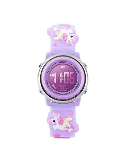 L LAVAREDOKids Watches Girl Watches Ages 3-12 Sports Waterproof 3D Cute Cartoon Digital 7 Color Lights Wrist Watch for Kids