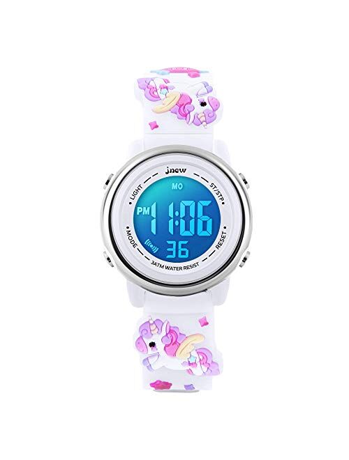 L LAVAREDOKids Watches Girl Watches Ages 3-12 Sports Waterproof 3D Cute Cartoon Digital 7 Color Lights Wrist Watch for Kids