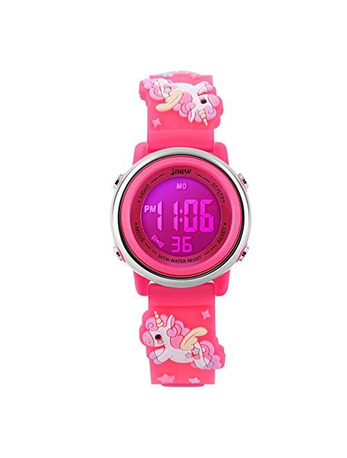 L LAVAREDOKids Watches Girl Watches Ages 3-12 Sports Waterproof 3D Cute Cartoon Digital 7 Color Lights Wrist Watch for Kids